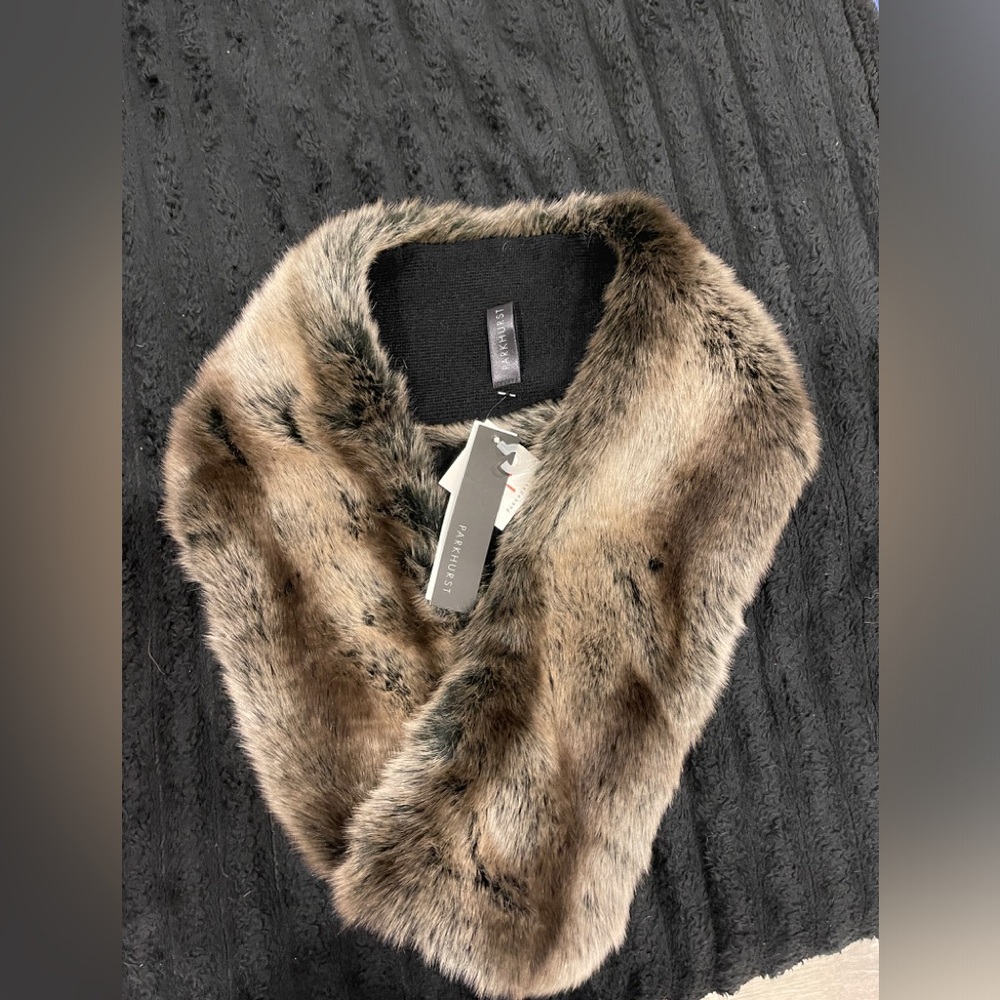 Parkhurst Black and Brown Faux Fur Scarf